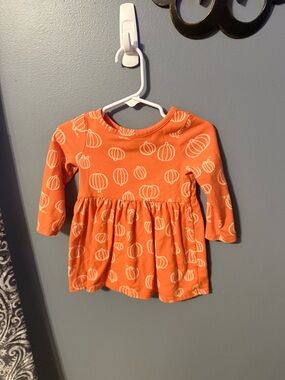 Cat & Jack Orange Pumpkin Print Long Sleeve Dress